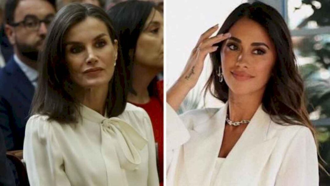 la-coincidencia-fashion-entre-letizia-ortiz-y-antonela-roccuzzo:-traje-sastrero-y-transparencias