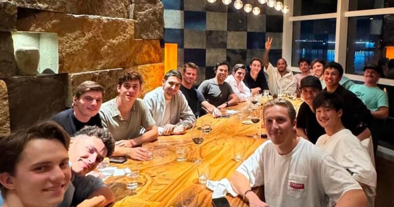La cena de fin de año de la Fórmula 1: Colapinto codo a codo con Verstappen y un reencuentro picante