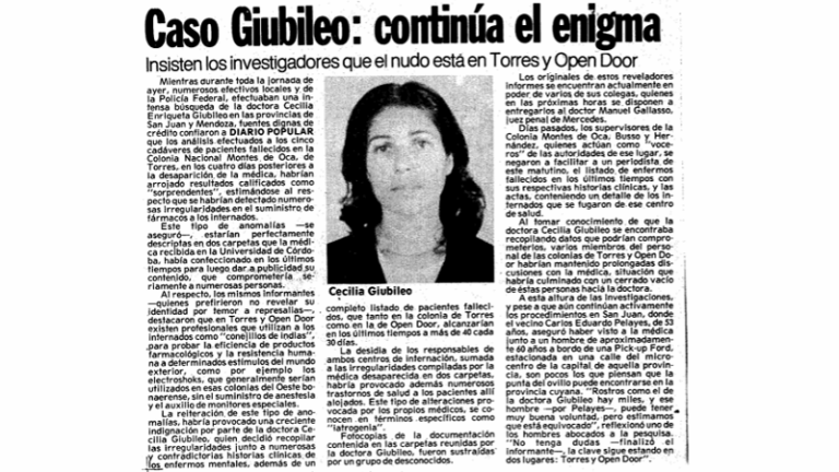 Un misterio llamado Cecilia Giubileo: a cuarenta años de su desaparición