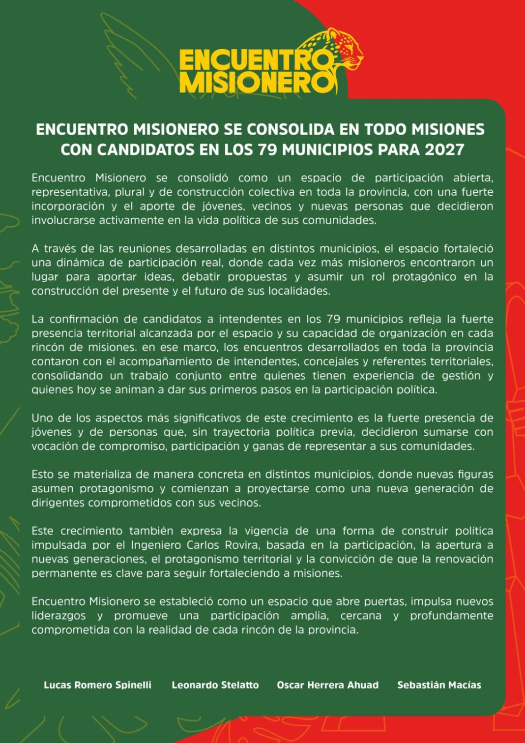 Logotipo de Encuentro Misionero con mapa de la provincia de Misiones