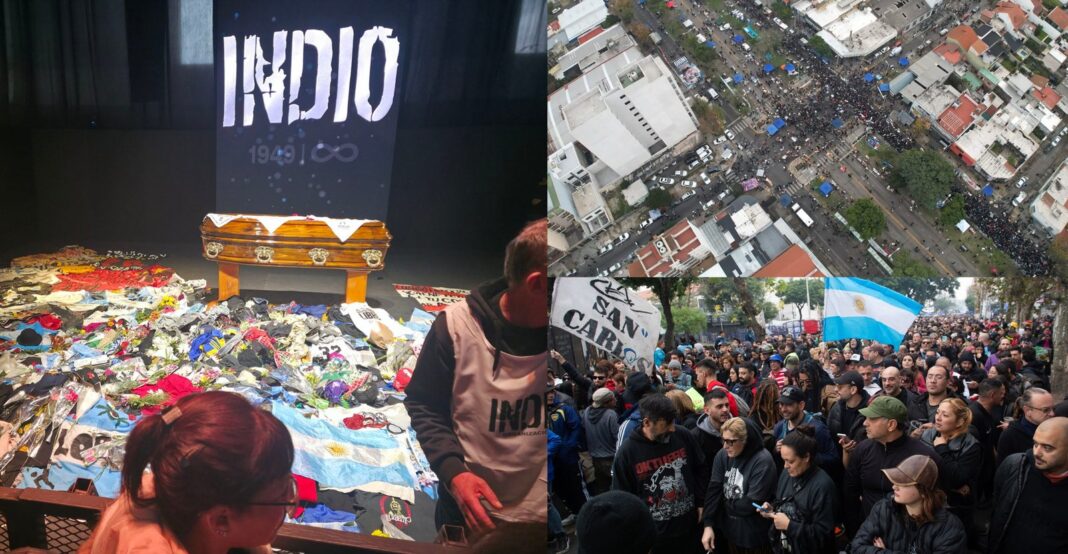 Multitud de fanáticos en el velorio del Indio Solari en Avellaneda